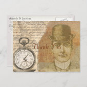 Steampunk Vintag Viktorianisch Gentleman Danke Postkarte (Vorne/Hinten)