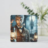 Steampunk Vintag Viktorianisch Lighthouse Keeper Einladung (Stehend Vorderseite)