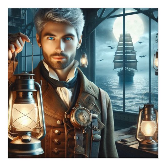 Steampunk Vintag Viktorianisch Lighthouse Keeper Fotodruck (Vorne)