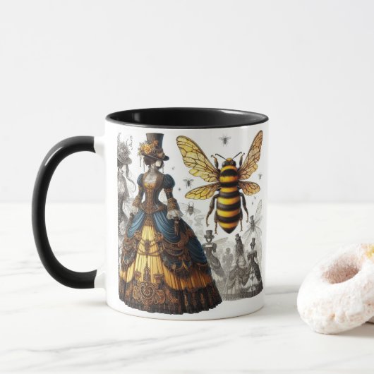 Steampunk Vintag Viktorianische Königin Bee Gown Tasse (Mit Donut)