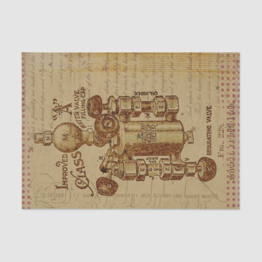 Steampunk Vintag Water Valve Blueprint Sepia Seidenpapier (Vorderseite)
