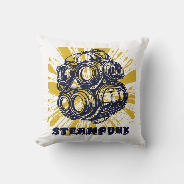 Steampunk Vintage Art Throw Pillow Kissen (Vorderseite)