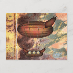 Steampunk-Vintage-Bronze-Luftschiff-Postkarte Postkarte