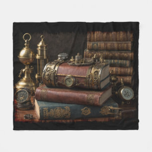 Steampunk-Vintage-Bücher Fleecedecke