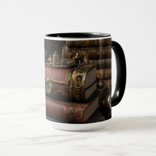 Steampunk-Vintage-Bücher Tasse