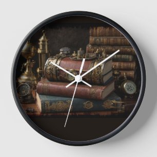 Steampunk-Vintage-Bücher Uhr