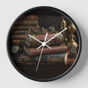 Steampunk-Vintage-Bücher Uhr