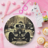 Steampunk Vintage Car & Streetlights Pappteller (Party)