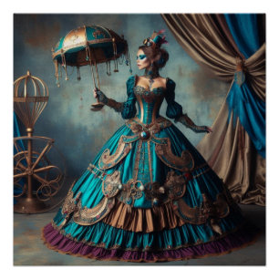 Steampunk-Vintage-Dame im viktorianischen Stil als Poster