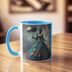 Steampunk-Vintage-Dame im viktorianischen Stil als Tasse