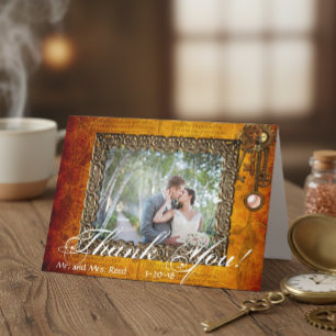 Steampunk Vintage Dankeschön Foto Hochzeitskarte Dankeskarte