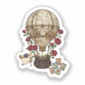 Steampunk-Vintage-Heißluftballon-Abenteuerdesign Aufkleber (Vorderseite)
