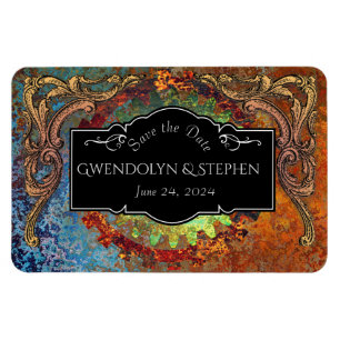 Steampunk Vintage Hochzeit "Termin vormerken" Magnet