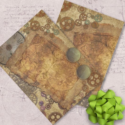 Steampunk Vintage-Kartengetriebe Seidenpapier