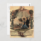 Steampunk, Vintage Kunst Postkarte (Vorne/Hinten)