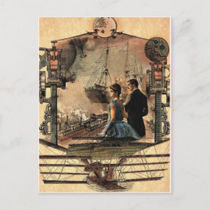 Steampunk, Vintage Kunst Postkarte