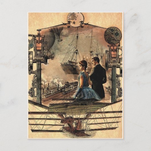Steampunk, Vintage Kunst Postkarte (Vorderseite)