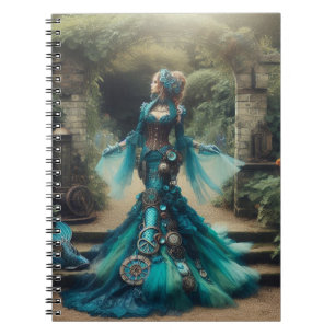 Steampunk-Vintage-Lady im viktorianischen Stil, Te Notizblock