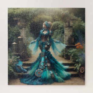 Steampunk-Vintage-Lady im viktorianischen Stil, Te Puzzle