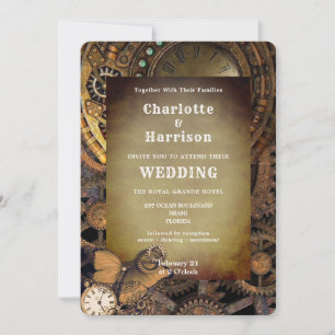 Steampunk-Vintage mechanische Gänse Butterfly Invi Einladung