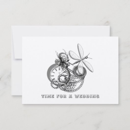 Steampunk-Vintage mechanische Geber Save the Date (Rückseite)