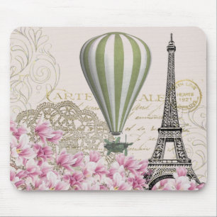 Steampunk Vintage Paris Ballon Reise Mousepad