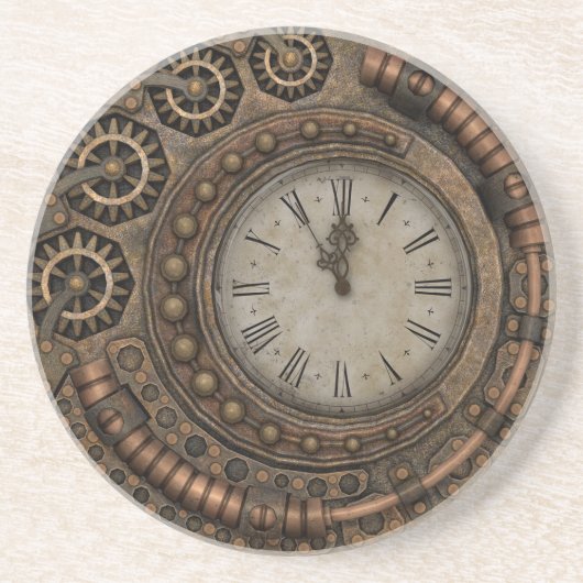 Steampunk Vintage Uhrengerinne Bronze Getränkeuntersetzer (Vorne)