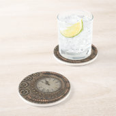 Steampunk Vintage Uhrengerinne Bronze Getränkeuntersetzer (Seite)