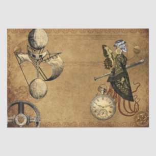 Steampunk Vintage Victorian Dekoupage Zahnräder Seidenpapier