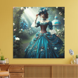 Steampunk Vintage Victorian Garden Lady Leinwanddruck