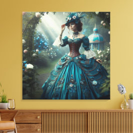 Steampunk Vintage Victorian Garden Lady Leinwanddruck