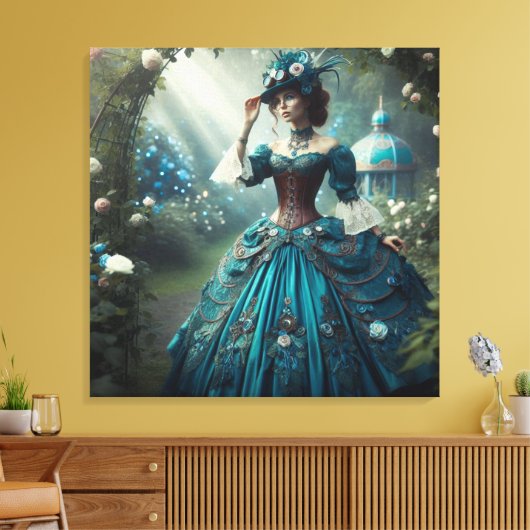 Steampunk Vintage Victorian Garden Lady Leinwanddruck (Insitu (Wohnzimmer))
