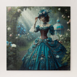 Steampunk Vintage Victorian Garden Lady Puzzle