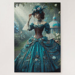 Steampunk Vintage Victorian Garden Lady Puzzle