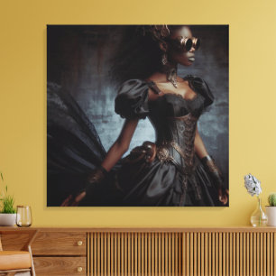 Steampunk-Vintage-Victorian-Lady Schwarzer Rabe Leinwanddruck