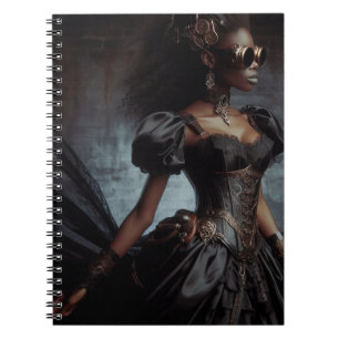 Steampunk-Vintage-Victorian-Lady Schwarzer Rabe Notizblock