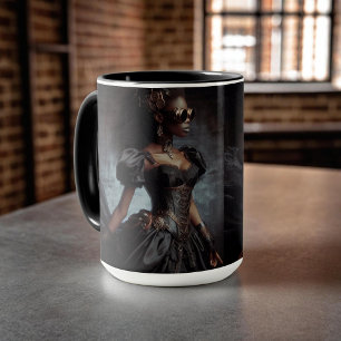 Steampunk-Vintage-Victorian-Lady Schwarzer Rabe Tasse