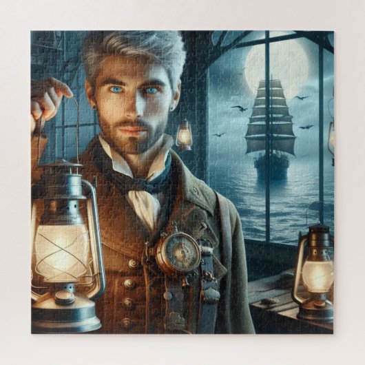 Steampunk-Vintage-Victorian-Leuchtturmwärter Puzzle (Vertikal)
