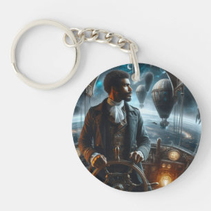 Steampunk Vintage Victorian Weltraum-Luftschiffkap Schlüsselanhänger