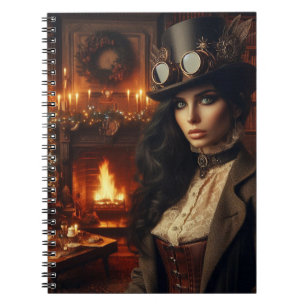 Steampunk Vintage-Victorianische Dame Weihnachten Notizblock