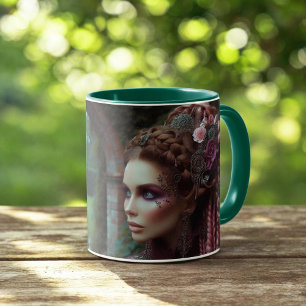 Steampunk Vintage viktorianische Dame Rosa Garten Tasse