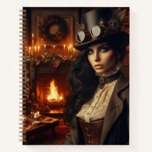Steampunk Vintage viktorianische Dame Weihnachten Notizblock