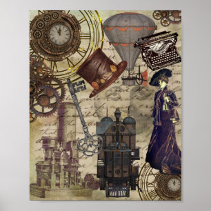 Steampunk Vintage Viktorianische Dystopie Poster