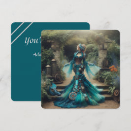 Steampunk Vintage Viktorianische Lady Aquamarin Me Einladung