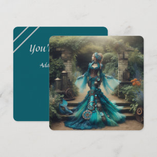 Steampunk Vintage Viktorianische Lady Aquamarin Me Einladung