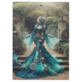 Steampunk Vintage Viktorianische Lady Aquamarin Me Klemmbrett (Rückseite)