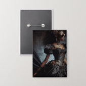 Steampunk Vintage Viktorianische Lady Black Raven Button (Vorderseite/Rückseite)