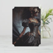 Steampunk Vintage Viktorianische Lady Black Raven Einladung (Stehend Vorderseite)