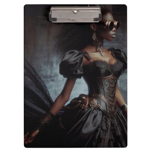 Steampunk Vintage Viktorianische Lady Black Raven Klemmbrett (Vorderseite)