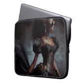 Steampunk Vintage Viktorianische Lady Black Raven Laptopschutzhülle (Vorderseite Links)